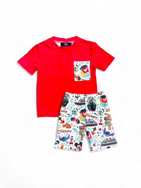 Boys Mouse Cruise Matching Shorts Set - Bowtism